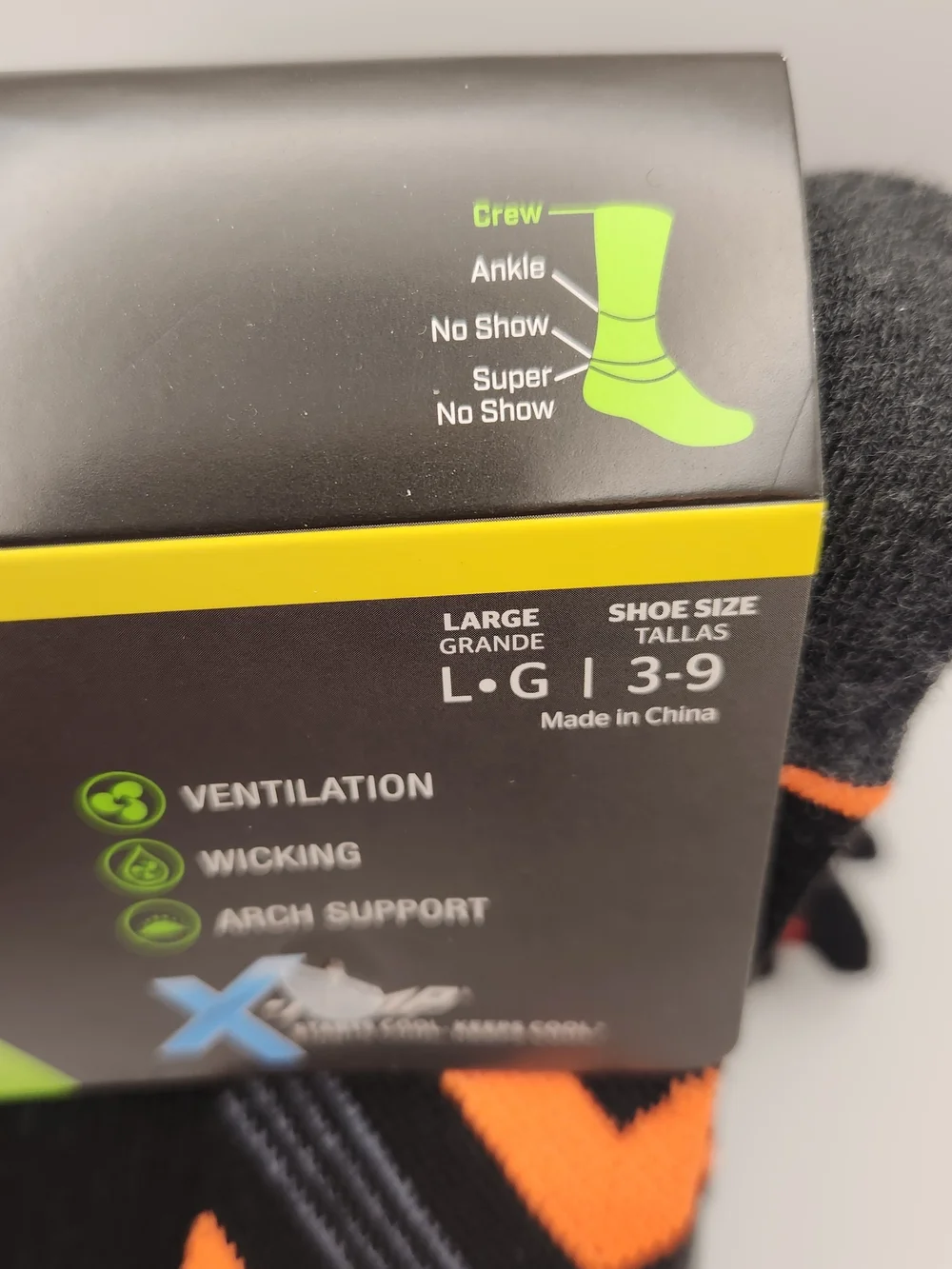 Hanes Performance Boys' Crew Socks - Black with Lime & Orange Accents